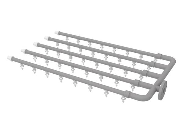 Cooling tower spray pipes with nozzles