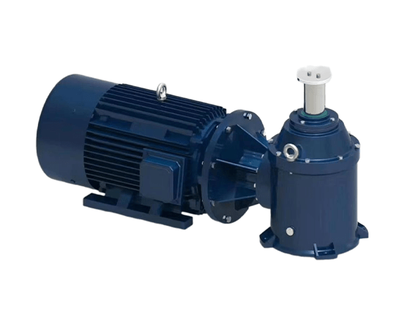 A blue RD-TCJ gearbox is placed on a flat surface.