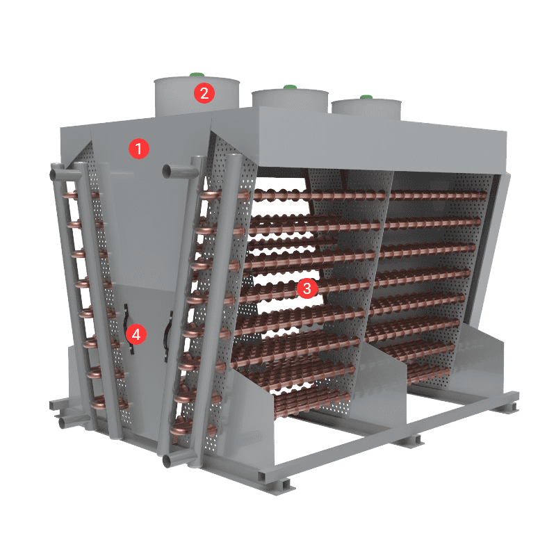V-shaped dry type air cooler structure diagram